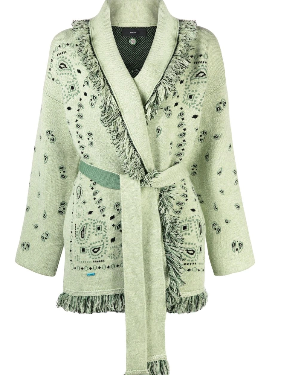 Cheap cashmere Alanui Women Icon cardigan bandana-jacquard 0731